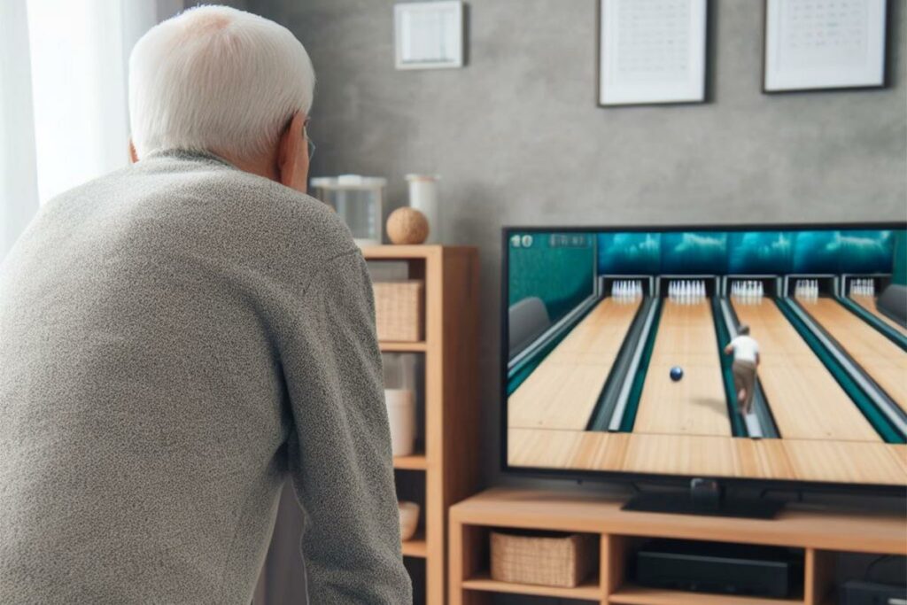 personne senior wii sport bowling